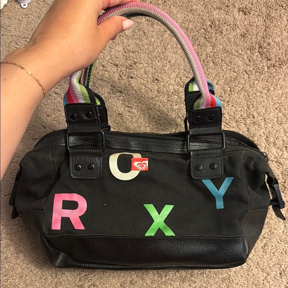 Roxy Black Bag with Colorful Letter Accents